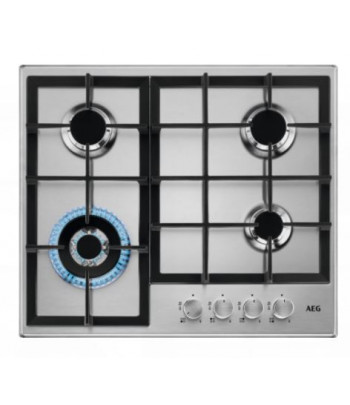 AEG HGB64400SM PIANO COTTURA GAS INOX 60 CM GRIGLIE GHISA