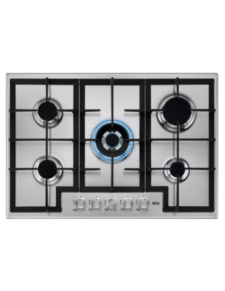 AEG HGB75400SM PIANO COTTURA GAS INOX 75 CM GRIGLIE GHISA