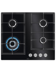 AEG HKB64420NB PIANO COTTURA GAS VETRO NERO 60 CM GRIGLIE...