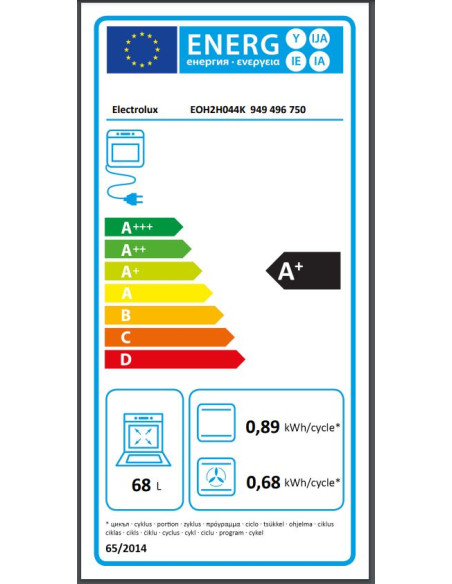 ELECTROLUX EOH2H044K FORNO ELETTRICO NERO VENTILATO A+