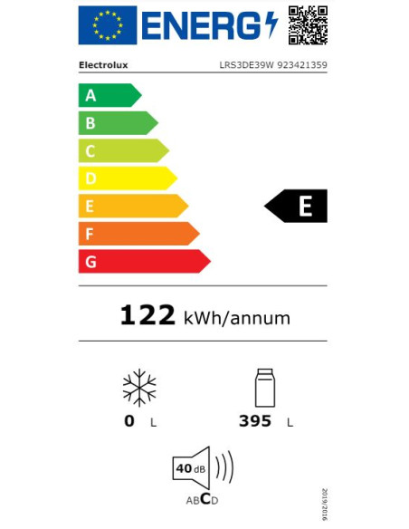 ELECTROLUX LRS3DE39W FRIGORIFERO MONOPORTA E BIANCO 186 CM