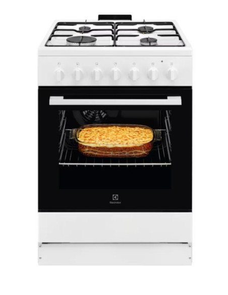 ELECTROLUX LKK620010W CUCINA 60 CM FORNO ELETTRICO VENTILATO  4 FUOCHI GAS  CLASSE A BIANCA