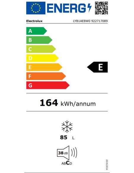 ELECTROLUX LYB1AE8W0 CONGELATORE VERTICALE 3 CASSETTI E 85 LT 922717089