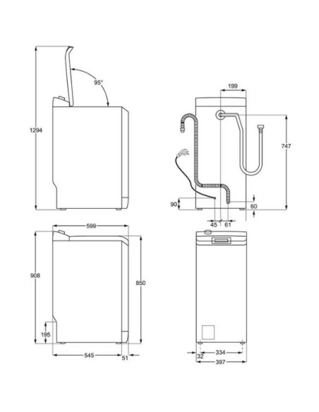 AEG LTR6G37A LAVATRICE C/ALTO 7 KG 1300 GIRI A 913143697 SERIE 6000 PROSENSE