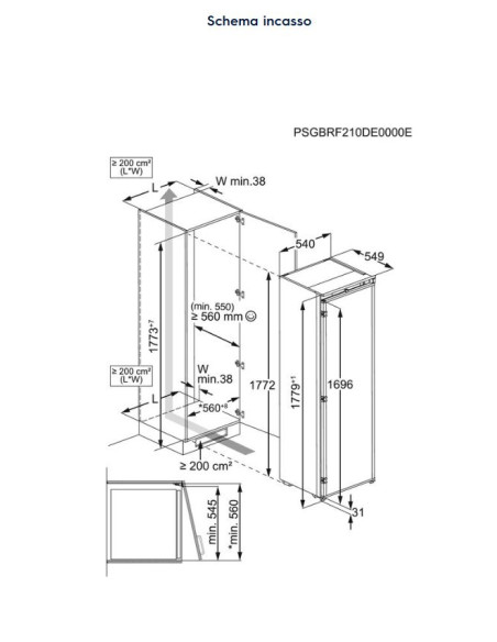 ELECTROLUX ERD6DE18S4 FRIGORIFERO SENZA CELLA E MONOPORTA VENTILATO INCASSO 177 CM