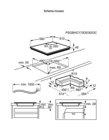 AEG IKS64453IB  PIANO COTTURA INDUZIONE 60 CM MULTIPLEBRIDGE SERIE 6000