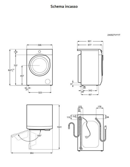 AEG LR6FG84  LAVATRICE 8 KG 1400 GIRI PROSENSE  CLASSE A 61 CM