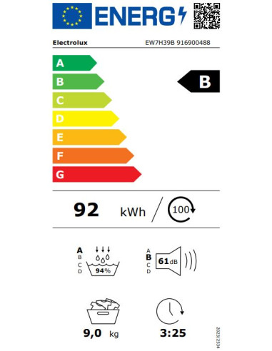 ELECTROLUX EW7H39B  ASCIUGATRICE 9 KG B...