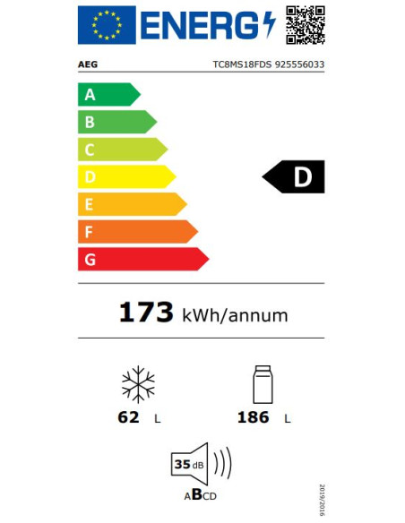AEG TC8MS18FDS FRIGOCONGELATORE COMBINATO  177,2 CM CLASSE D SERIE 8000 TOTAL NO FROST