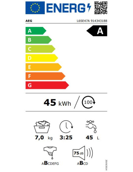 AEG LAVATRICE L6SE47A 7KG A 1400 GIRI SERIE 6000 PROSENSE 48,7 CM
