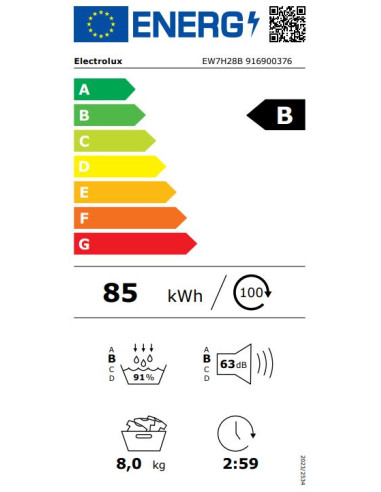 ELECTROLUX EW7H28B  ASCIUGATRICE 8 KG B...