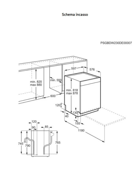 AEG FUS7674APM  LAVASTOVIGLIE 14 COPERTI A  INOX GLASSCARE 60 CM SERIE 7000 SOTTOPIANO