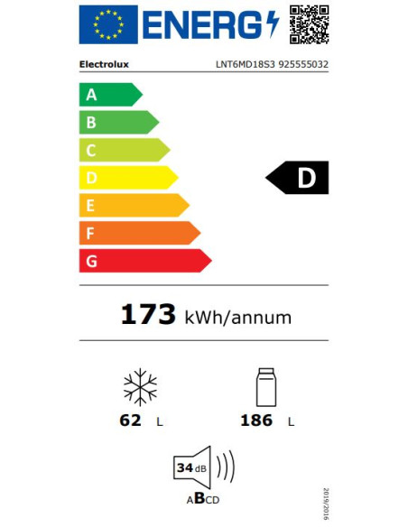 ELECTROLUX LNT6MD18S3 FRIGOCONGELATORE COMBINATO INCASSO 177,2 CM CLASSE D 600 TWINTECH® NO FROST