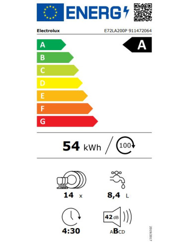 ELECTROLUX E72LA200P  LAVASTOVIGLIE 14 COPERTI...