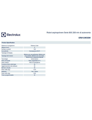 ELECTROLUX ER81UW3SW ROBOT ASPIRA E LAVA PAVIMENTI